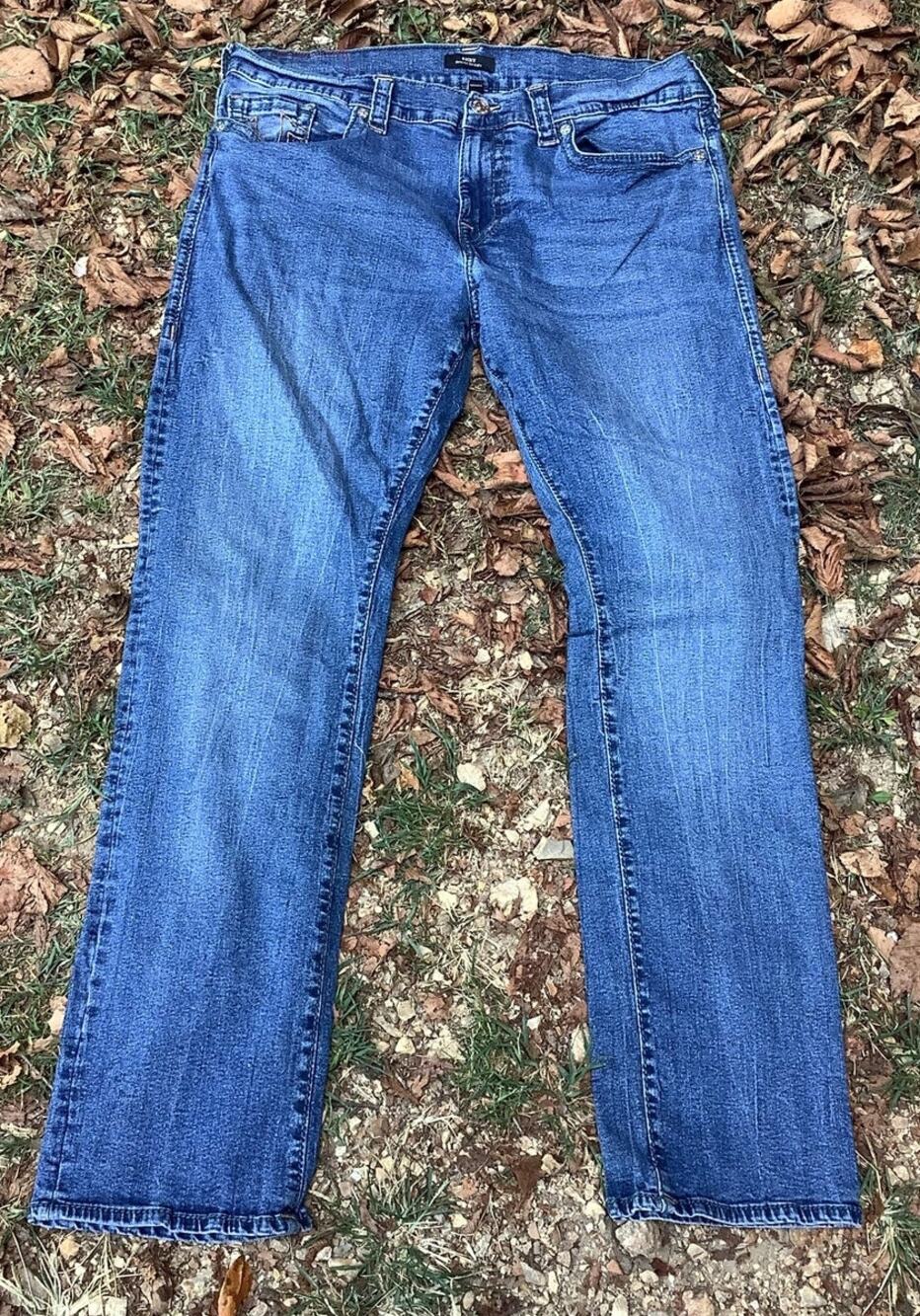 True Religion Ricky Big T Straight Jeans Mens 38x34 No Flaps Blue Denim